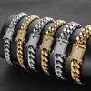 18K Gold Plated Men's Stainless Steel Zircon Hip Hop Style Miami Curb Cuban Link Chain Diamond Encrusted for Boy Man