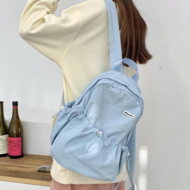 School bag new casual backpack travel versatile solid color light large capacity student bag