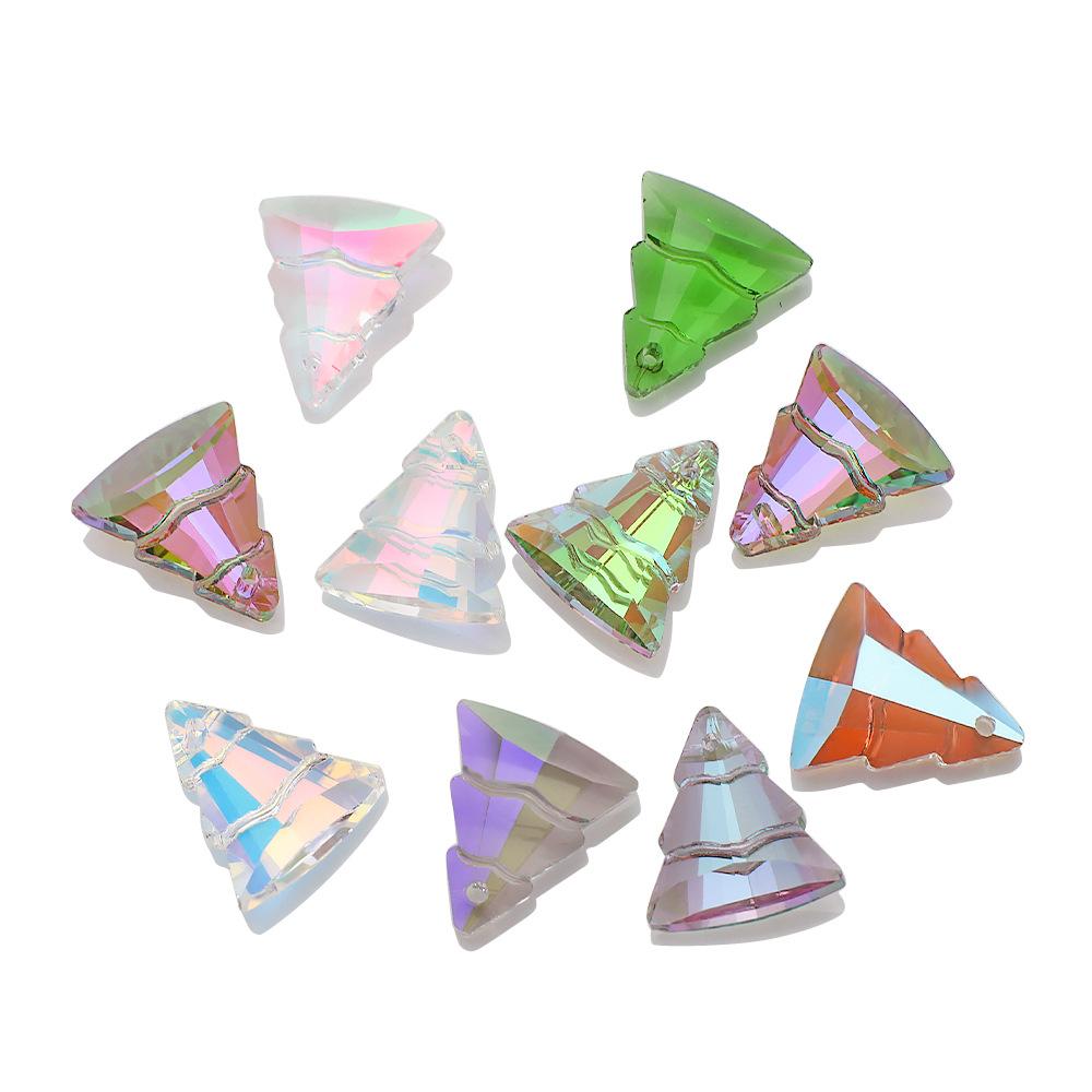 1Pcs 13x15mm Green Glass Pendants Beads Christmas Tree Shape DIY Making Exquisite Charms Necklace Garment Jewelry Accessories