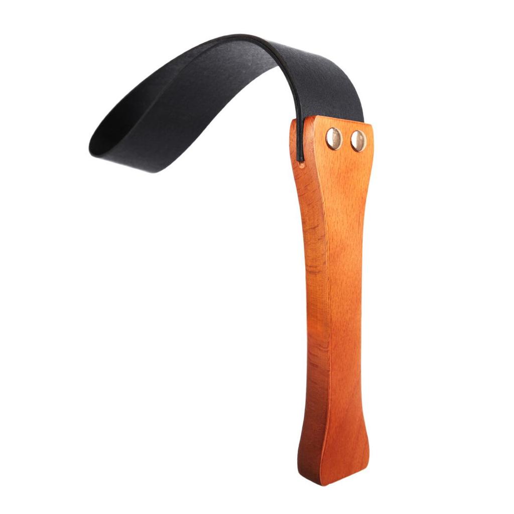 Sleek Black Leather & Antique Wood Racket with Retro Thick Handle - Double Leather for Men and Women