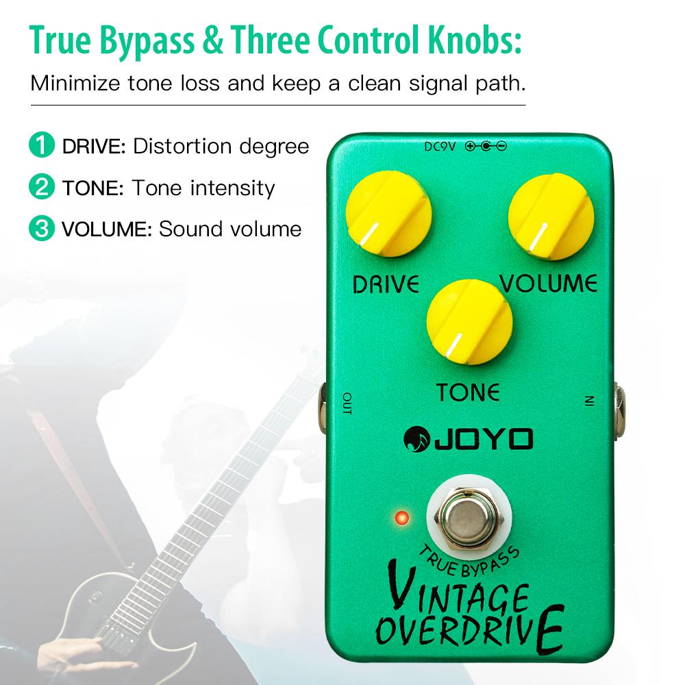 JOYO JF-01 Vintage Overdrive Guitar Pedal Producing Warm Mild Smooth Overtone Overdrive Pedal with Sustain Effects
