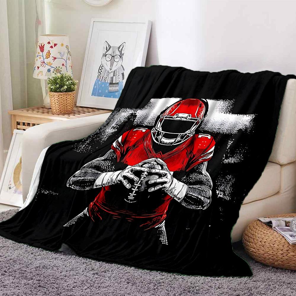 1pc Red Rugby Player Blanket, Lightweight Flannel Throw Blanket for Sofa, Bed, Travel, Camping, Living Room, Office, Couch, Chair, and Bed