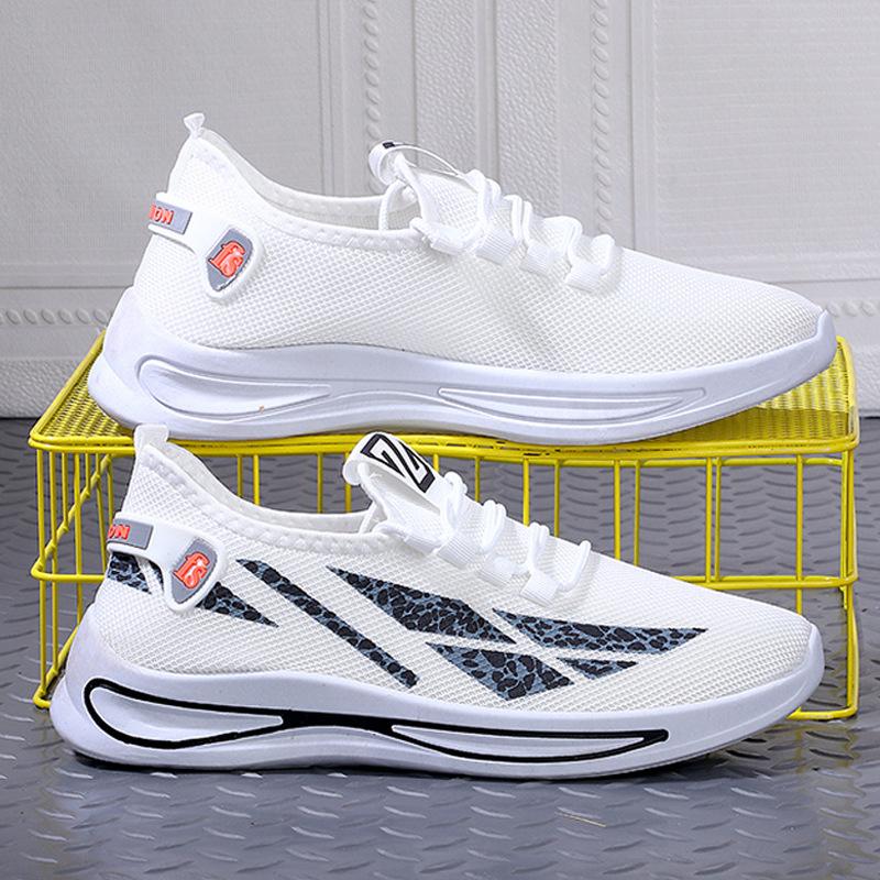 New Men's Casual Shoes Breathable Sports Running Shoes Soft Sole Lightweight Flying Woven Shoes