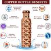 Copper Water Bottle 100% Pure Ayurvedic Copper BPA Free Leak Proof, Water Flask Kitchen Accessory Fancy Diamond Bottles
