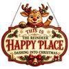 Festive Wooden Christmas Decoration Sign Snowman Reindeer Christmas Hanging Sign Santa Claus Bird Xmas Ornaments Front Door