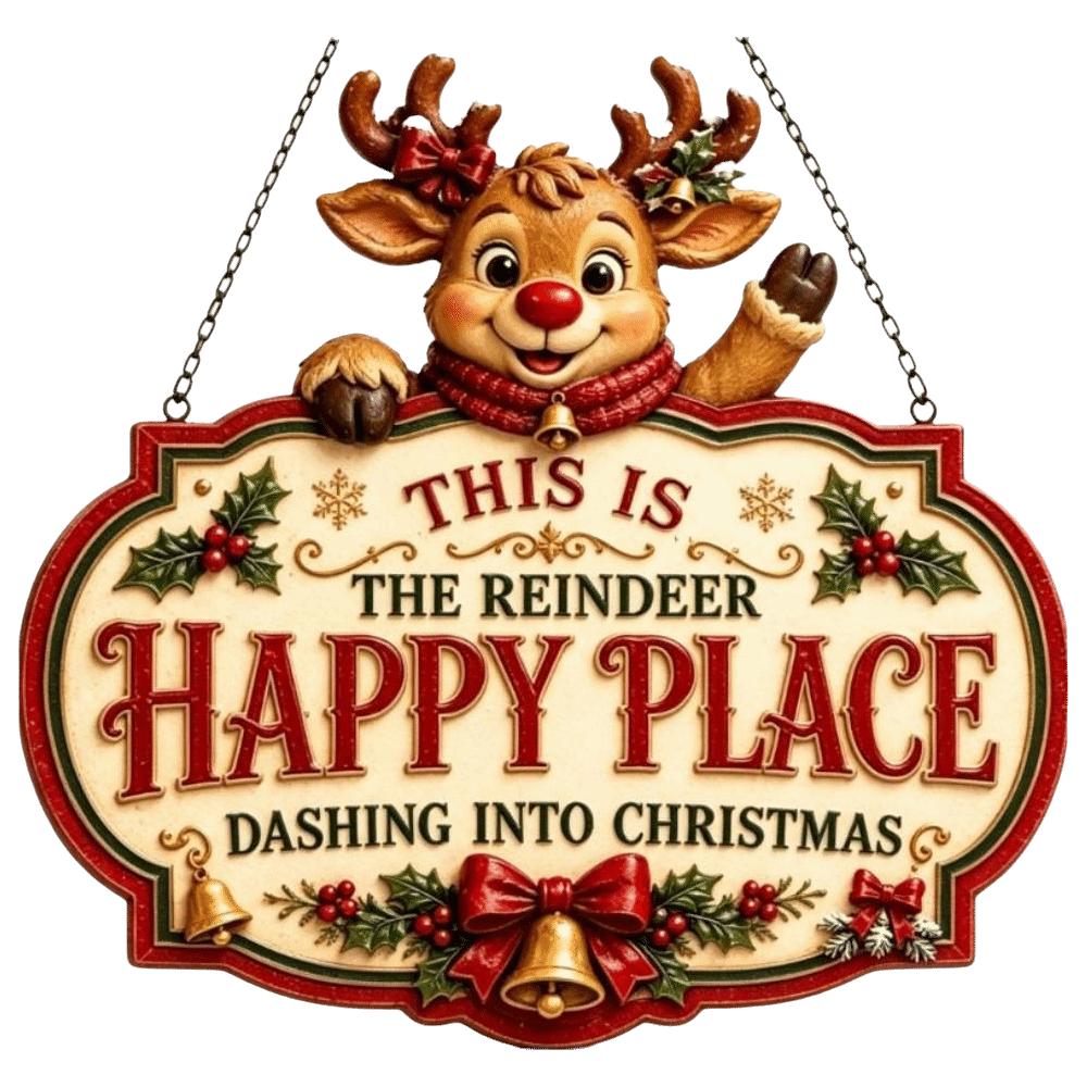 Festive Wooden Christmas Decoration Sign Snowman Reindeer Christmas Hanging Sign Santa Claus Bird Xmas Ornaments Front Door