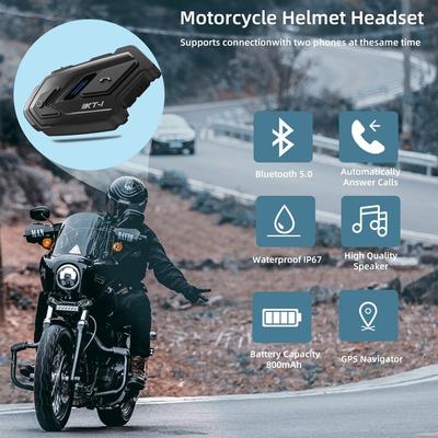WAYXIN casco auriculares motocicleta Bluetooth 5,0 Moto manos libres inalámbrico sistema comunicador impermeable Moto auricular KT 1
