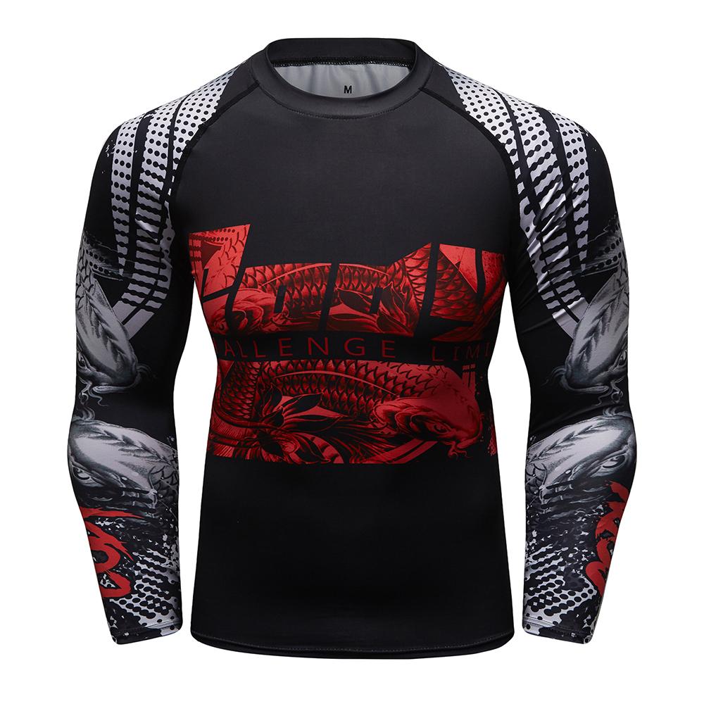 Maglietta a Maniche Lunghe MMA Compression Boxing No Gi Bjj Mma Surf Jiu Jitsu Rash Guard Rashguard T-shirt da Uomo Palestra Abbigliamento da Boxe