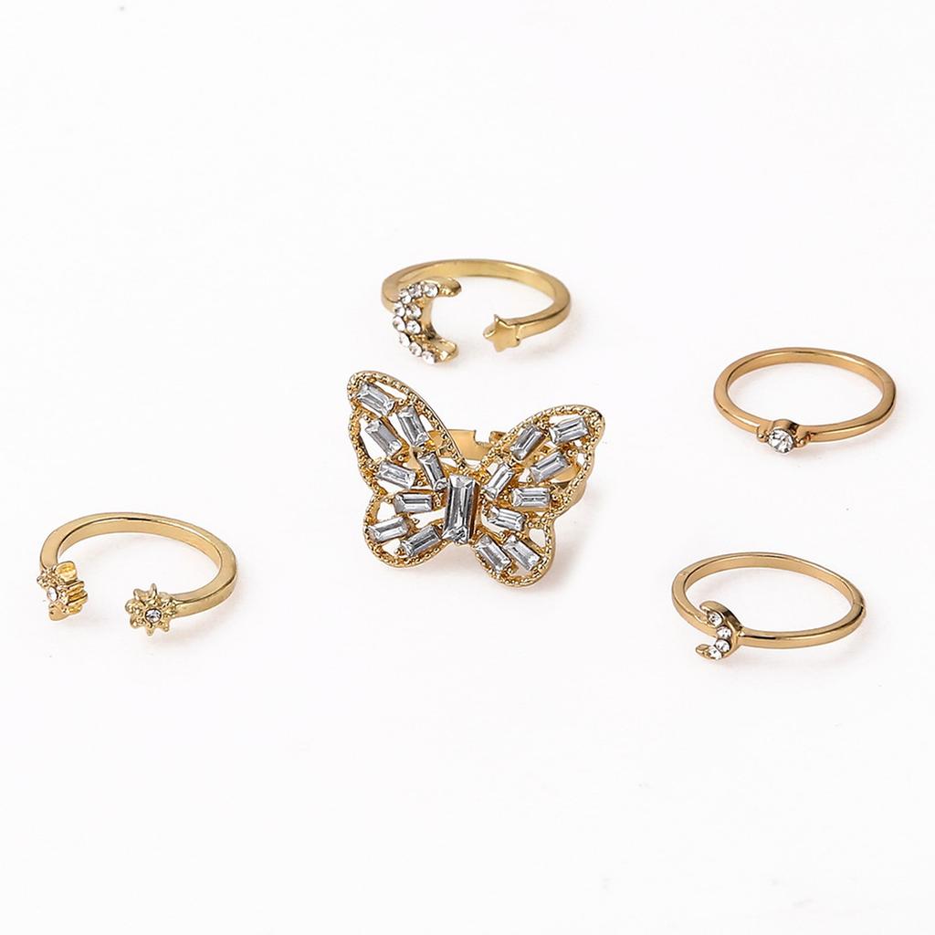 Fashionable Women's 5 Piece Ring Set - Ladies Ring  Metal Ring Glossy Ring  Metal Ring Holiday Gift