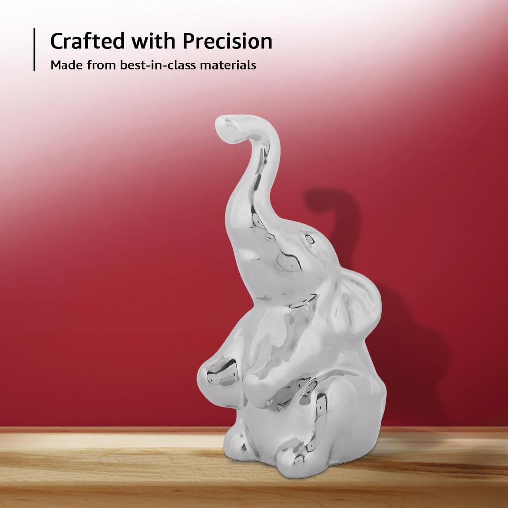 Graceful High-Trunk Elephant Figurine | A Symbol of Luck & Prosperity | Perfect for Elegant Home Décor – Pack of 1