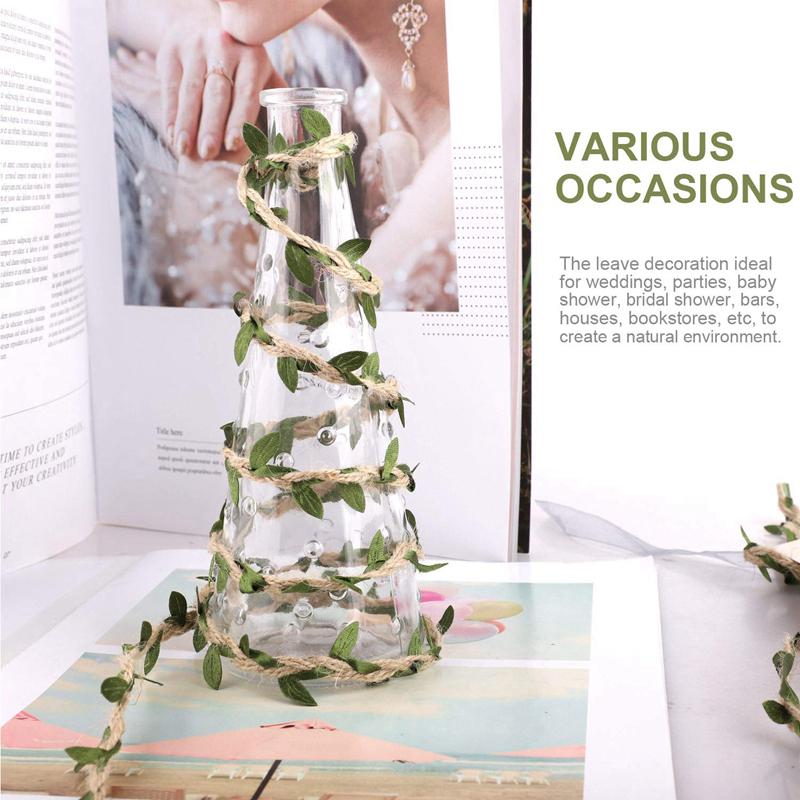 Artificial Green Leaf Jute Rope Vine DIY Craft Fake Greenery Garland for Wedding Home Party Wall Hanging Decoration