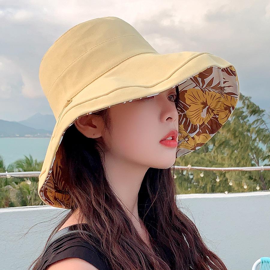 Korean-Style Wide Brim Sun Hat with Face Shield for Women