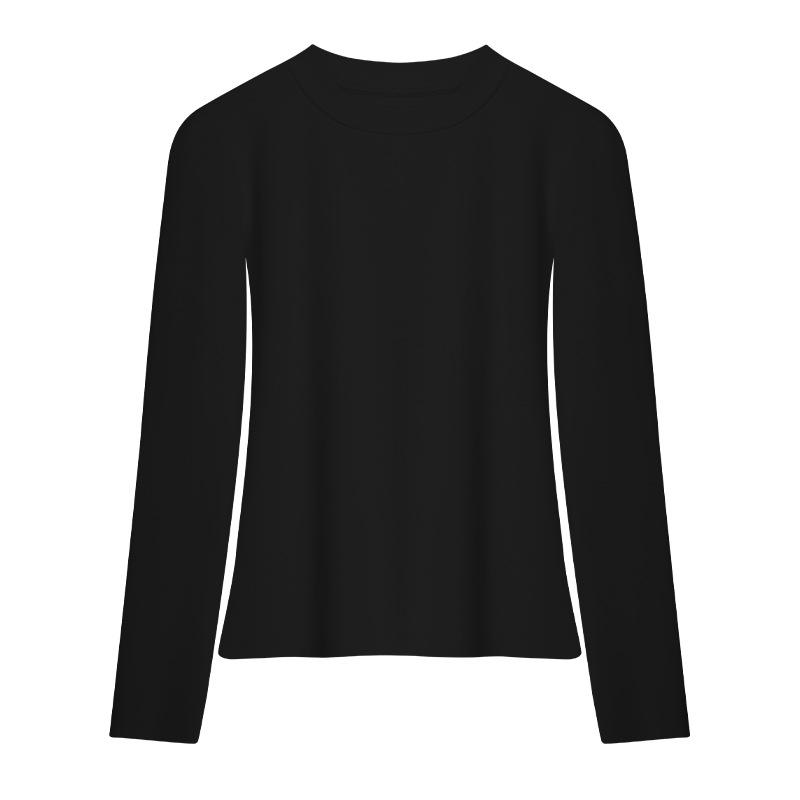 Women's Heavyweight Lyocell Long Sleeve Round Neck T-shirt with Plus Velvet Inner Layer - Slim Fit, Thickened for Autumn/Winter