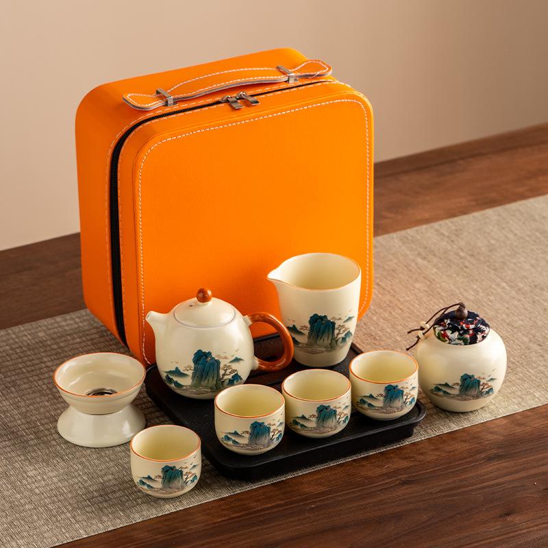 Car Outdoor Ancient Rhyme Kung Fu Tea Set Hand Grab Pot Business Travel Set Company Event Gifts