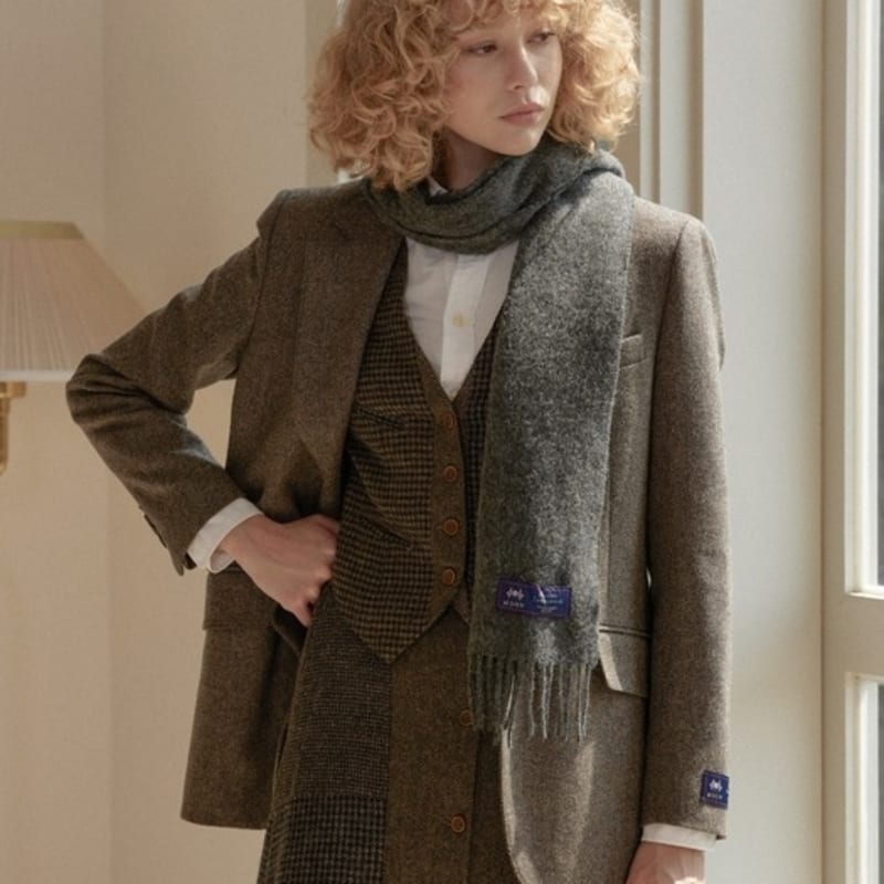 ABRAHAM MOON Merino Wool Muffler 25cm - Gray