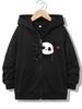 Kids Black Zip Up Hoodie Split Peeking Panda Red Heart And Vertical Panda Letter Graphic Long Sleeve Pocket Casual Hooded Jacket