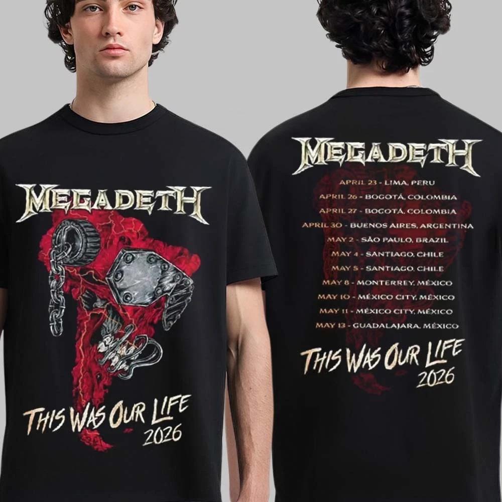 Megadeth This Was Our Life 2026 Latin America Tour Merch Red Vic T-Shirt S