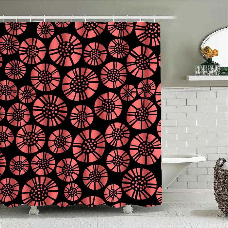 Black Coral Printed Bath Shower Curtain Waterproof Decorative Home Decoration 180X175Cm (6Ft X 5Ft)