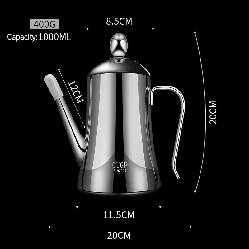 

CUGF Кухонная бытовая банка для масла. Бутылка для соевого соуса. Нержавеющая сталь 304. Длинный носик. Герметичный масляный кувшин. Управление бутылкой для масла в европейском стиле. 1000ML