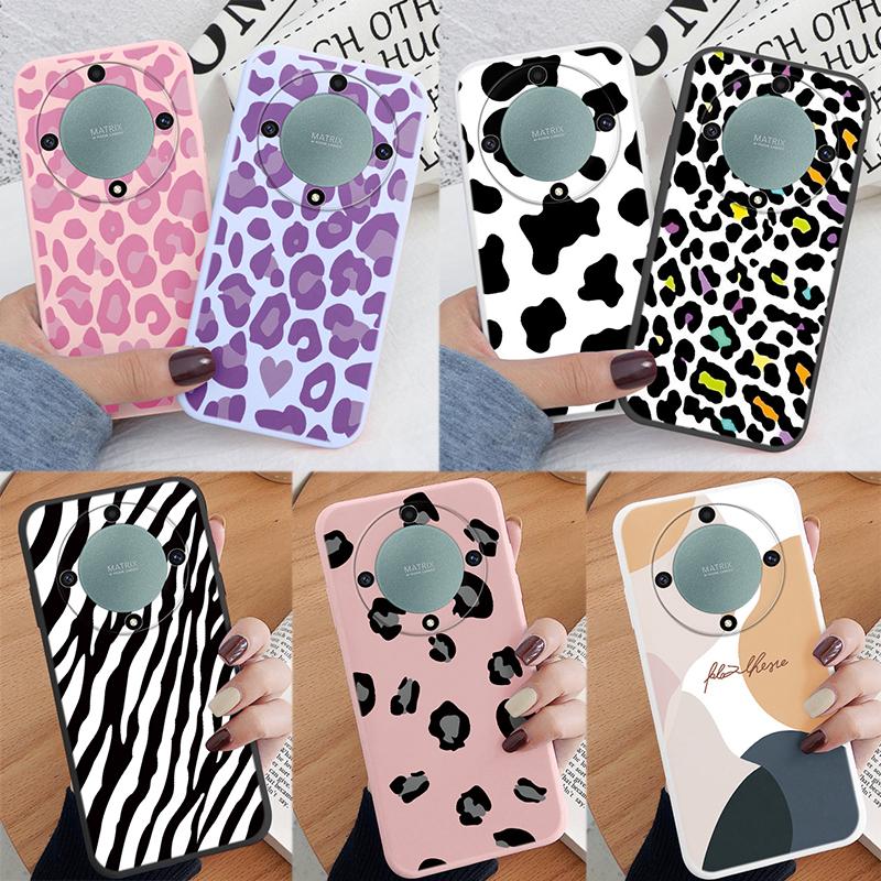 For Honor X9a X9b X9c Magic5 6 7 Lite 5G Case Fashion Leopard Print Back Cover Soft TPU Shockproof Funda Marble Texture Shell