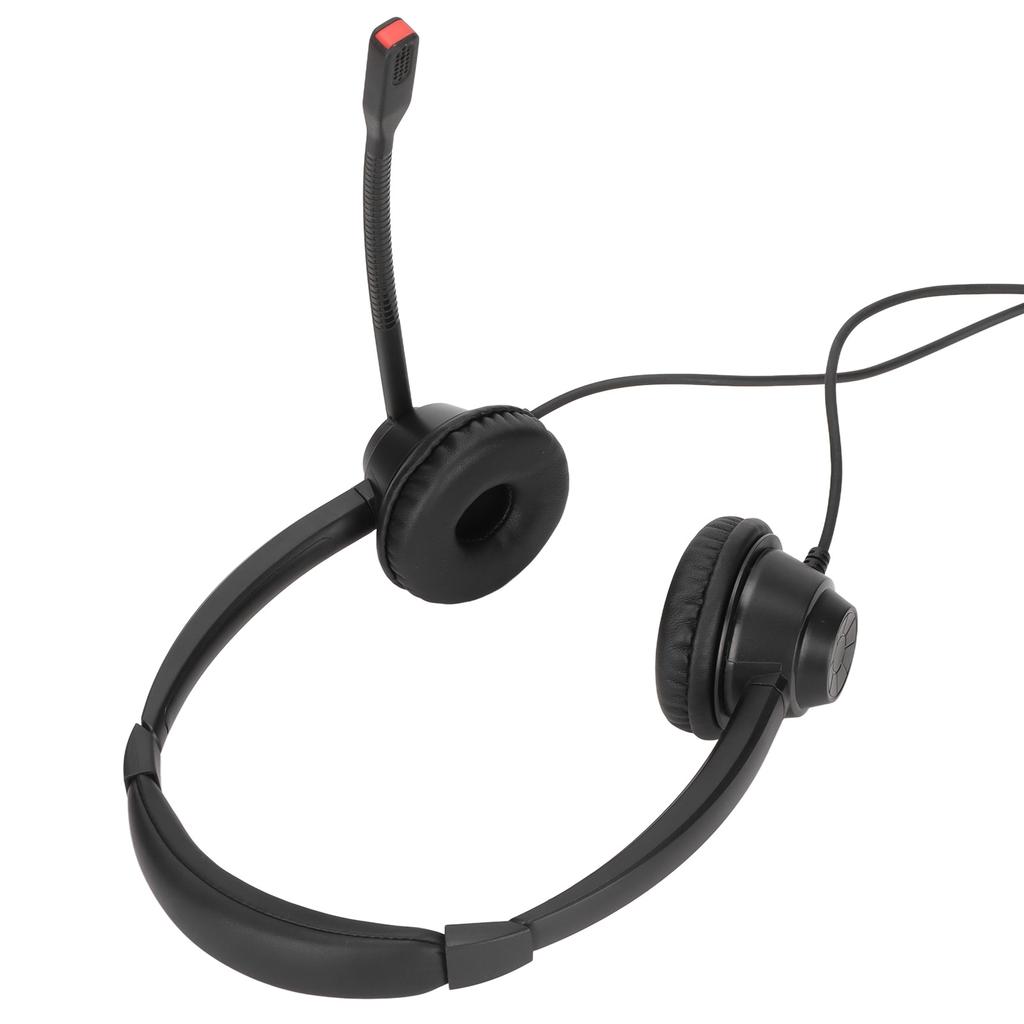 RJ9 Phone Headset Built in HD Microphone Binaural Office Headset Support Speaker Volume Adjustment Black