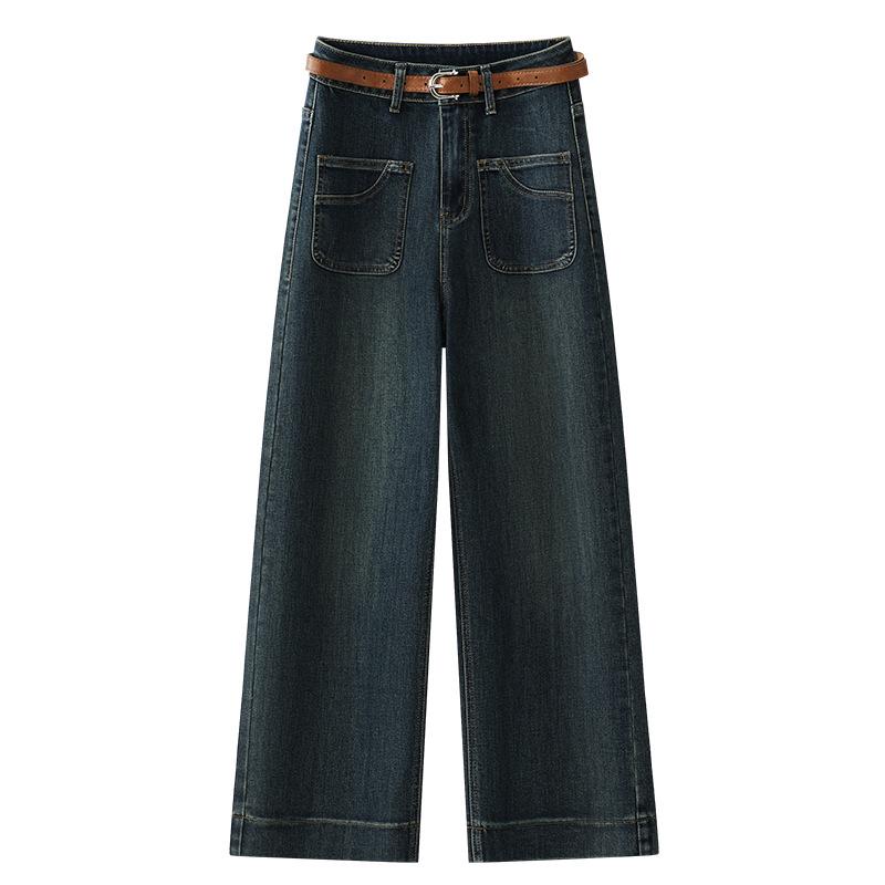 

Spring/Fall 2025 Women s High Waist Nostalgic Retro Loose Wide-Leg Jeans - Slimming Nine-Point Straight Cut 2X Large