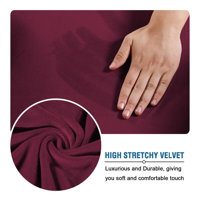 Soft Velvet Footstool Cover Washable Removable Sofa Footrest Slipcovers Elastic Square Stool Cover Furniture Protector Covers