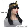 Stylish Queens of Egypt Black Straight Synthetic Wig for Women Snake Headband Included Halloween Party Cosplay Costume Accessory