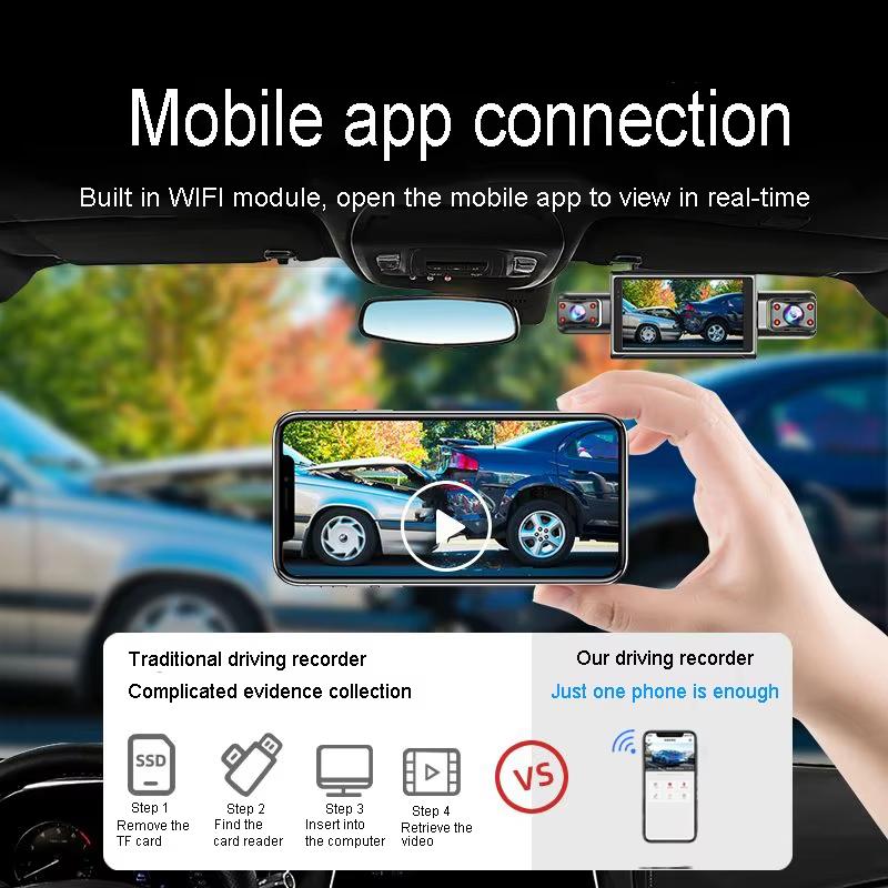 New 4 Lens Dash Cam 1080P HD Video Recorder For Car DVR 360°Auto WiFi Black Box Night Vision 24H Parking Monitor Car Assecories