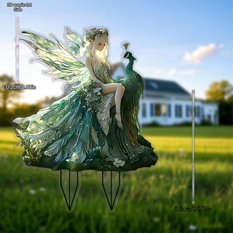 

2D Flat Acrylic Fairy Garden Stake Wooden Sign, Outdoor Gardens and Potted Landscapes Signs, Suitable for wall decoration, porch, room, villa, accents 15*12CM