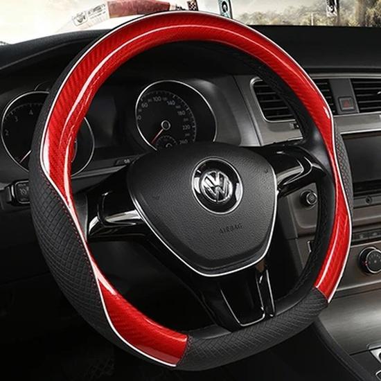 Carbon Fibre+Leather Car Steering Wheel Cover For VW GOLF 7 2015 POLO JATTA Passat Tiguan For Nissan Qashqai J11 X-trail T32