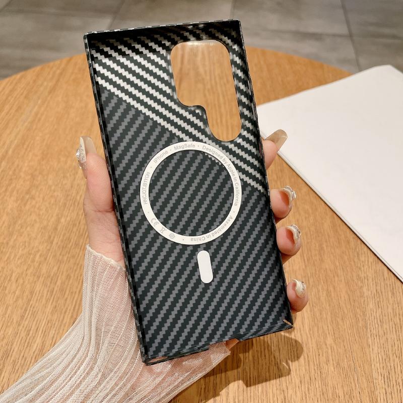 For Magsafe Magnetic Carbon Fiber Color Collision Phone Case For Samsung S25 Ultra S23 S22 S24 Note 20 Ultra Plus Bumper Cover