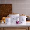 Carbon Steel Potato Onion Garlic Storage Jar with Lid Cylindrical Garlic Storage Bin White Ventilation Holes Garlic Keeper