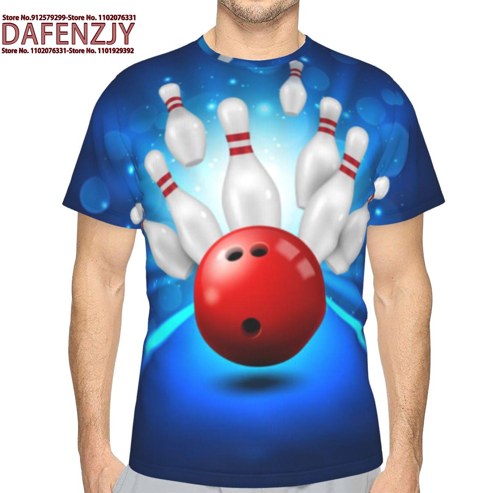 

Футболка с принтом «Боулинг» 3D для мужчин и женщин, забавная, с коротким рукавом, новинка S синий