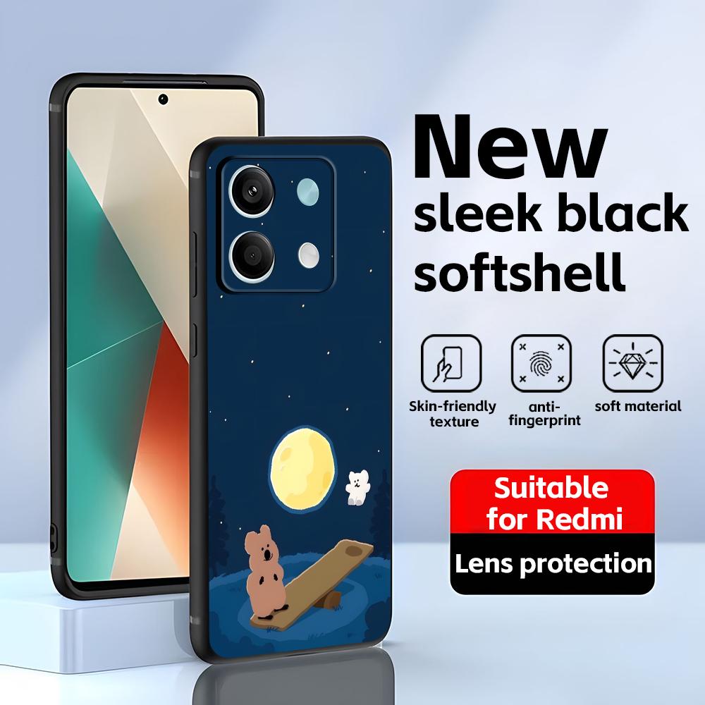 Süße D-Dinotaeng Handyhülle für Redmi Note 14 13 12 11 Pro Plus S 5G 14C A3 Weiche Schwarze Handyhülle