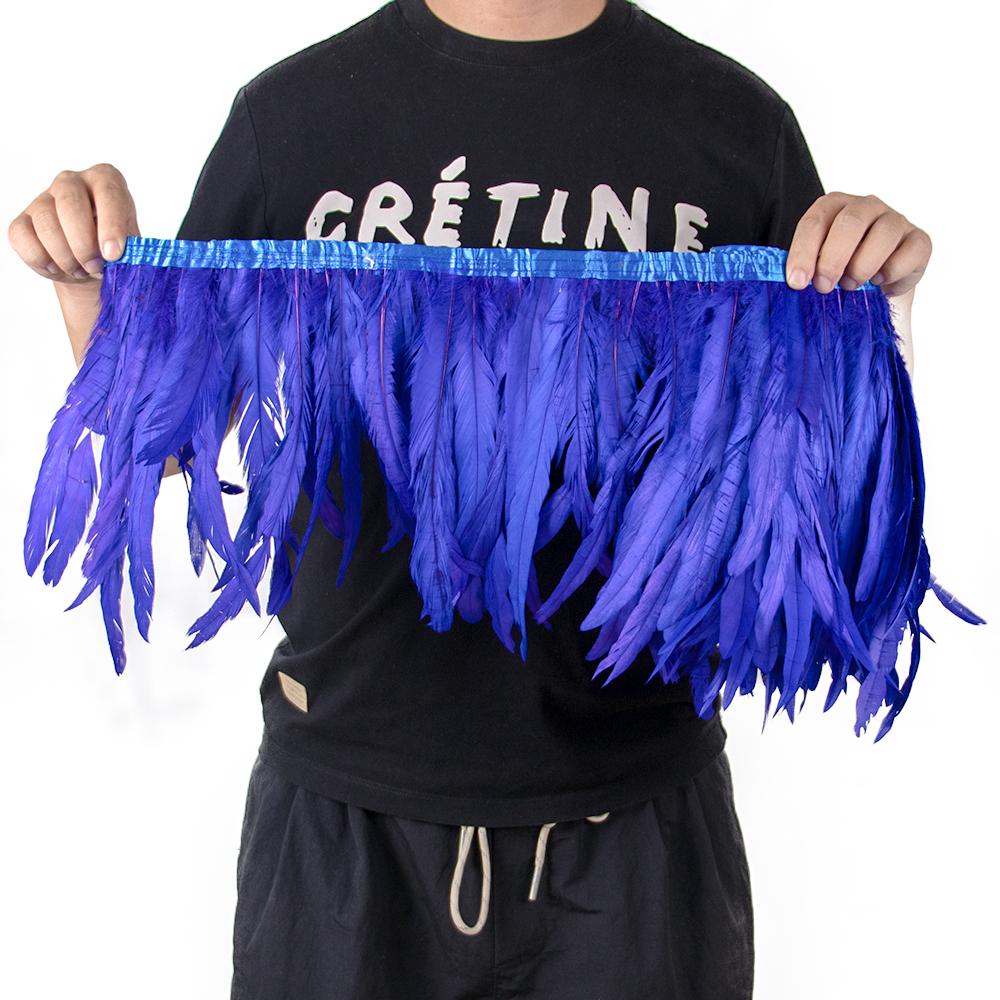 2Meters Colorful Rooster Tail Feathers Trim 25-30Cm /10-12Inches Pheasant Feather Fringe Ribbon For Carnival Plumes Decoration