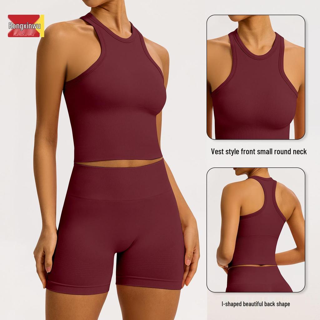 Women’s Seamless Racerback Yoga Tank Top – Belly Covering Fitness Sports Apparel
