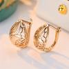 Antique Hollow Metal Geometric Hoop Earrings For Women Vintage Gold Color Small Earring Wedding Jewelry
