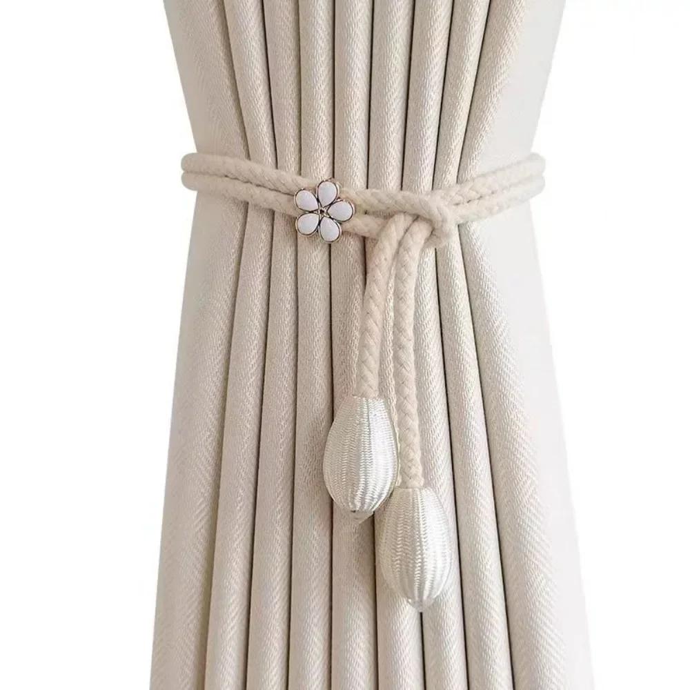 Curtain Buckle Adjustable Hand Braided Curtain Fasteners Universal Curtain Strap With Small Metal Drapes Bedroom Curtain Holder