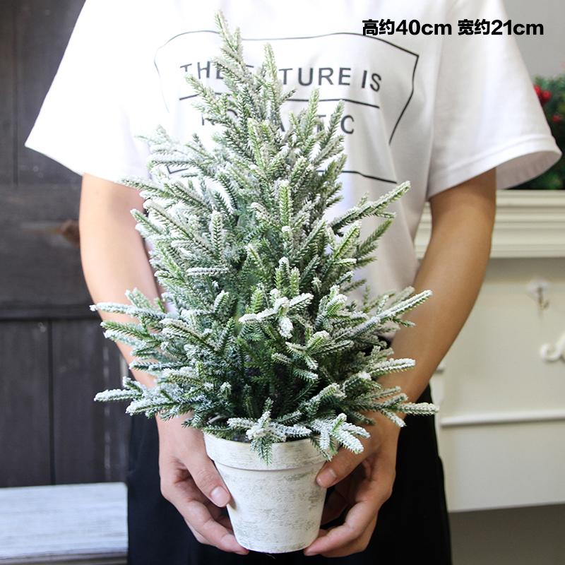 Creative White Basin Small Christmas Tree Simulation Tree Diy Home Small Potted Christmas Gift Desktop Mini Ornament Decoration