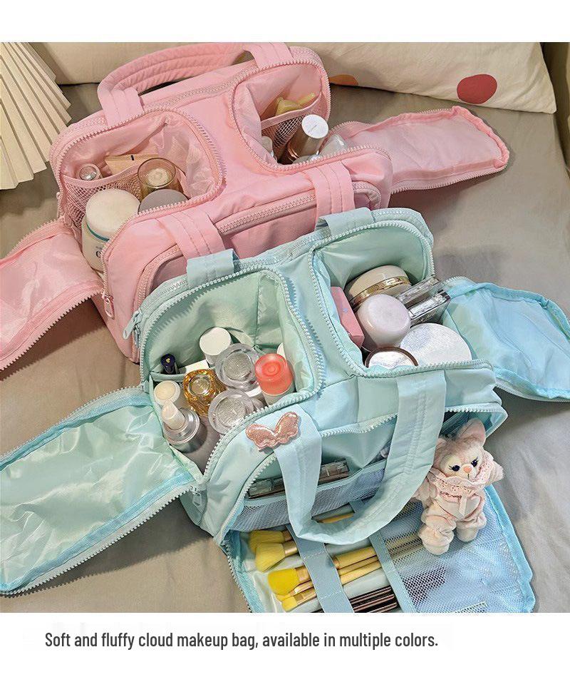 Large Capacity Portable Makeup Bag with Compartments for Skincare Products