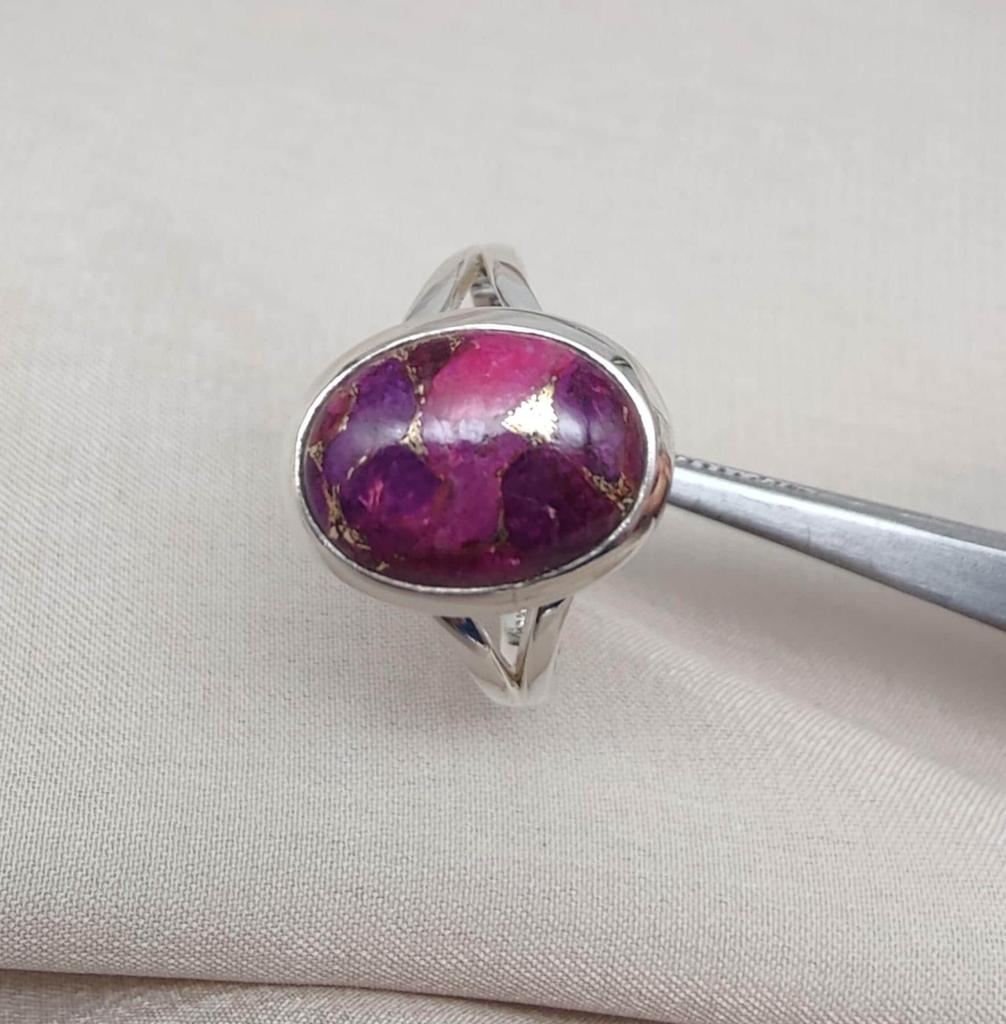 Purple Copper Turquoise Ring: 925 Sterling Silver Jewelry Oval Shape Gemstone Ring