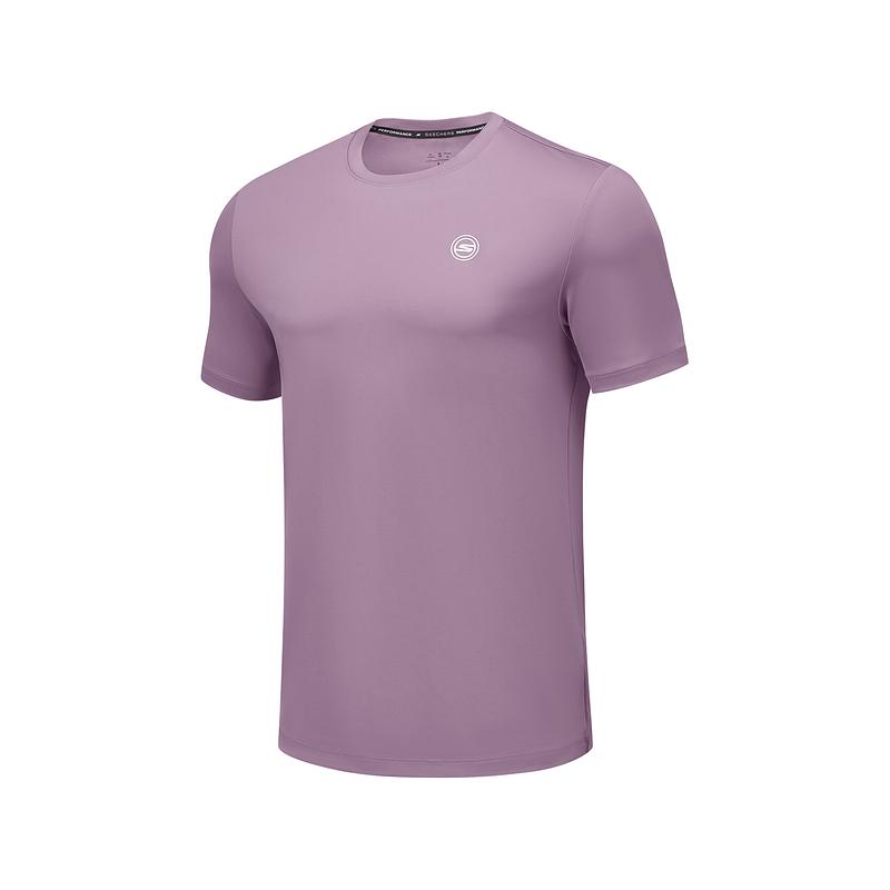 Skechers Quick-Dry Cool Round Neck Pullover Short Sleeve T-Shirt Men Tops Dark-Grape-Purple P225M095-02AA S