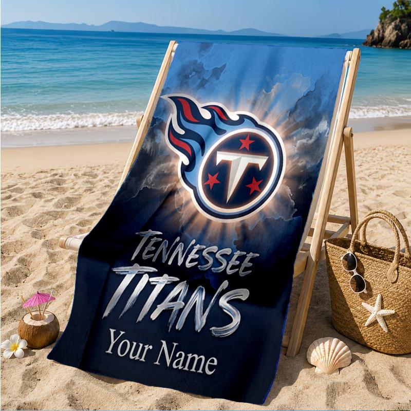 Custom Name Tennessee Logo Art Personalized Microfiber Beach Towel, Quick-Dry, Ideal for Summer Travel, Beach Essential, Swimming