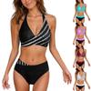 Damen Split Bedruckter Strand Bikini Sexy Mit BH-Polster Ohne Bügel Badeanzug