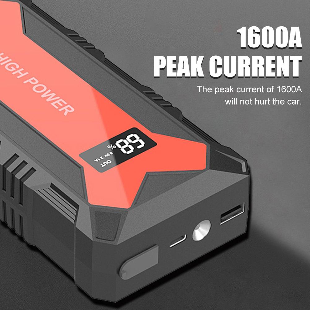 30000mAh Car Battery Jump Starter Portable Power Bank 1600A USB Fast Charger LED Flashlight Emergency Booster Car Accessories