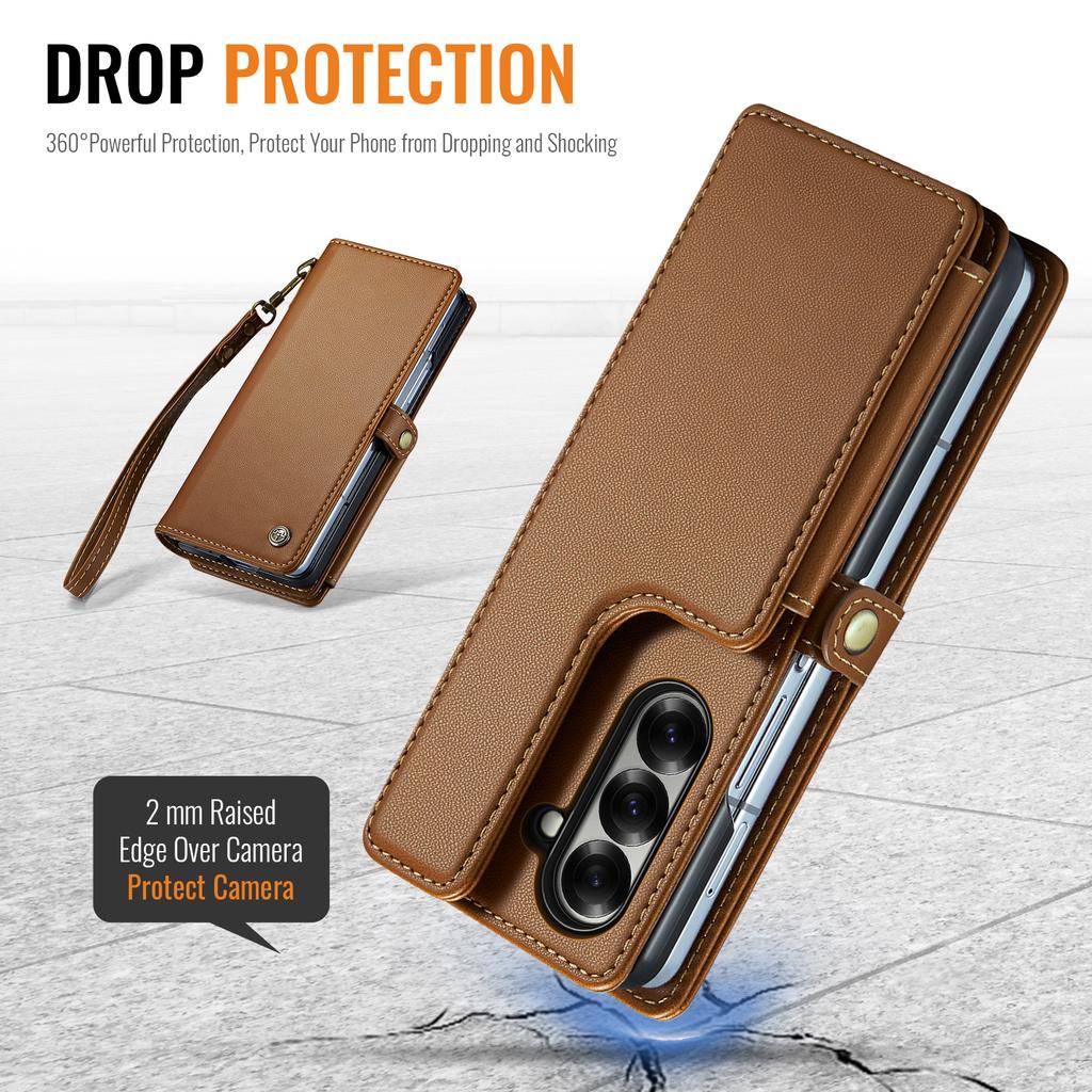 For Samsung Galaxy Z Fold7 5G Case with RFID Blocking 5 Card Slots CASEME C22 Leather Back Cover
