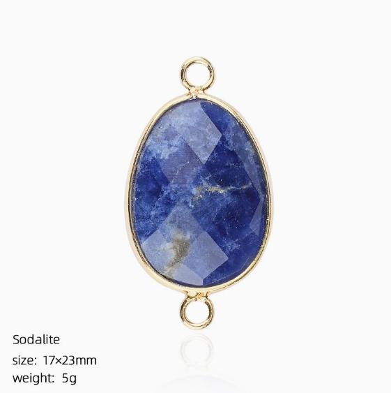 Natural Crystal Stone Charms Faceted Waterdrop Connector with Brass Findings Golden for Necklace Bracelet Jewelry Making DIY
