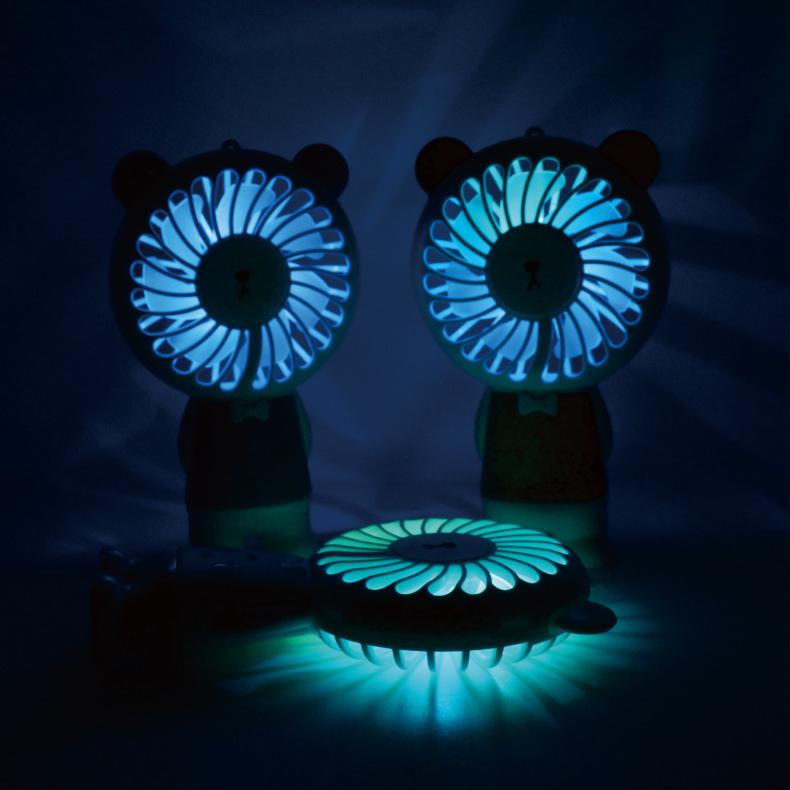 Portable USB Rechargeable Mini Handheld Fan with LED Colorful Light
