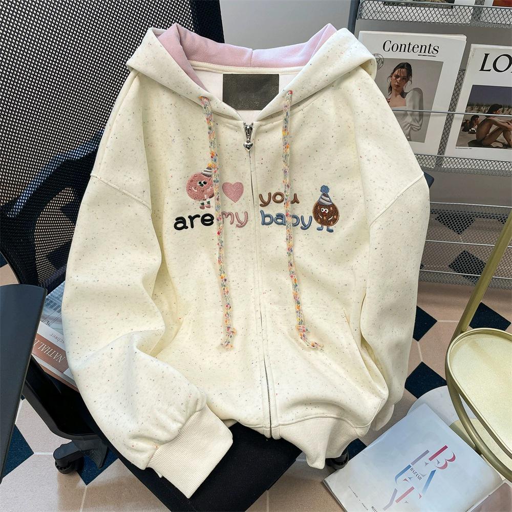 Women's Japanese Style Dot Embroidery Hooded Cardigan - Autumn Fashion Top